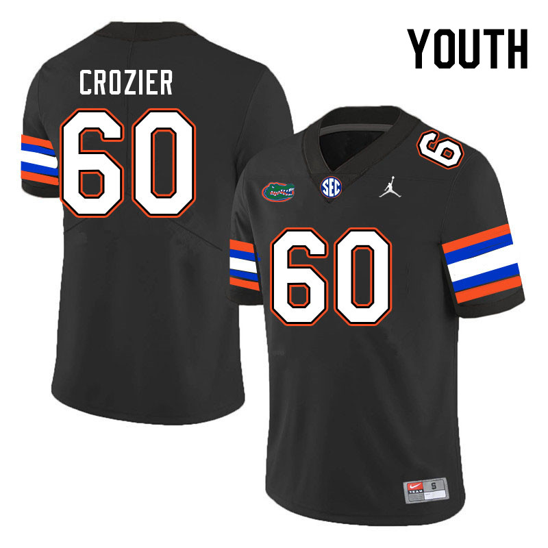 Youth #60 Jackson Crozier Florida Gators College Football Jerseys Stitched-Black